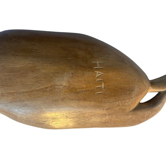 VTG Handcarved Wooden Palm Leaf Dish From Haiti - Picture 3 of 5